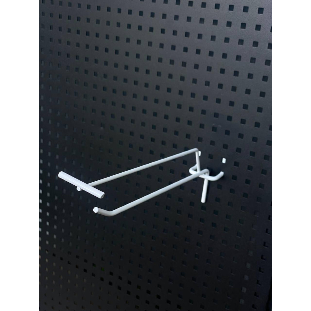 Гачок навісний подвійний з цінникотримачем 250 мм для перфорованих панелей і стелажів