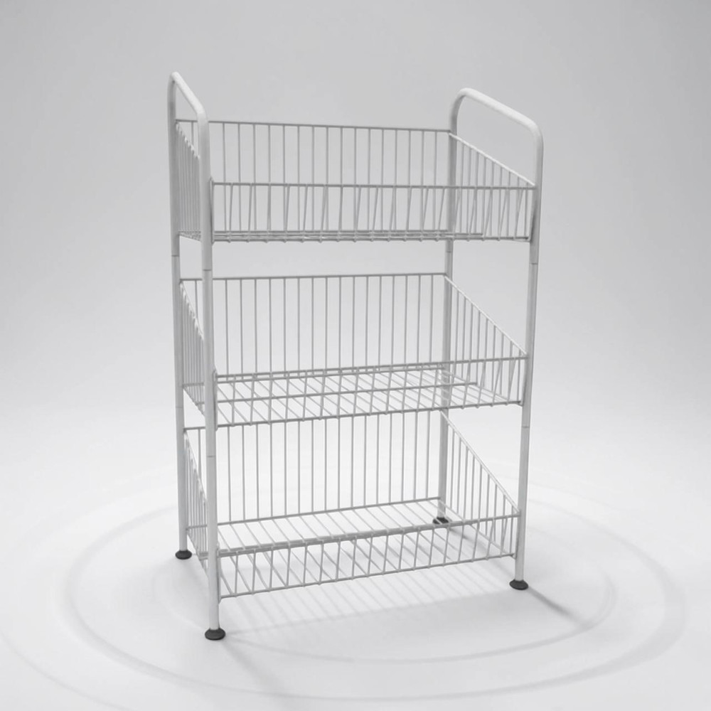 Металевий стелаж на три сітчасті полиці Чорний КОЛОСОК ширина 60см