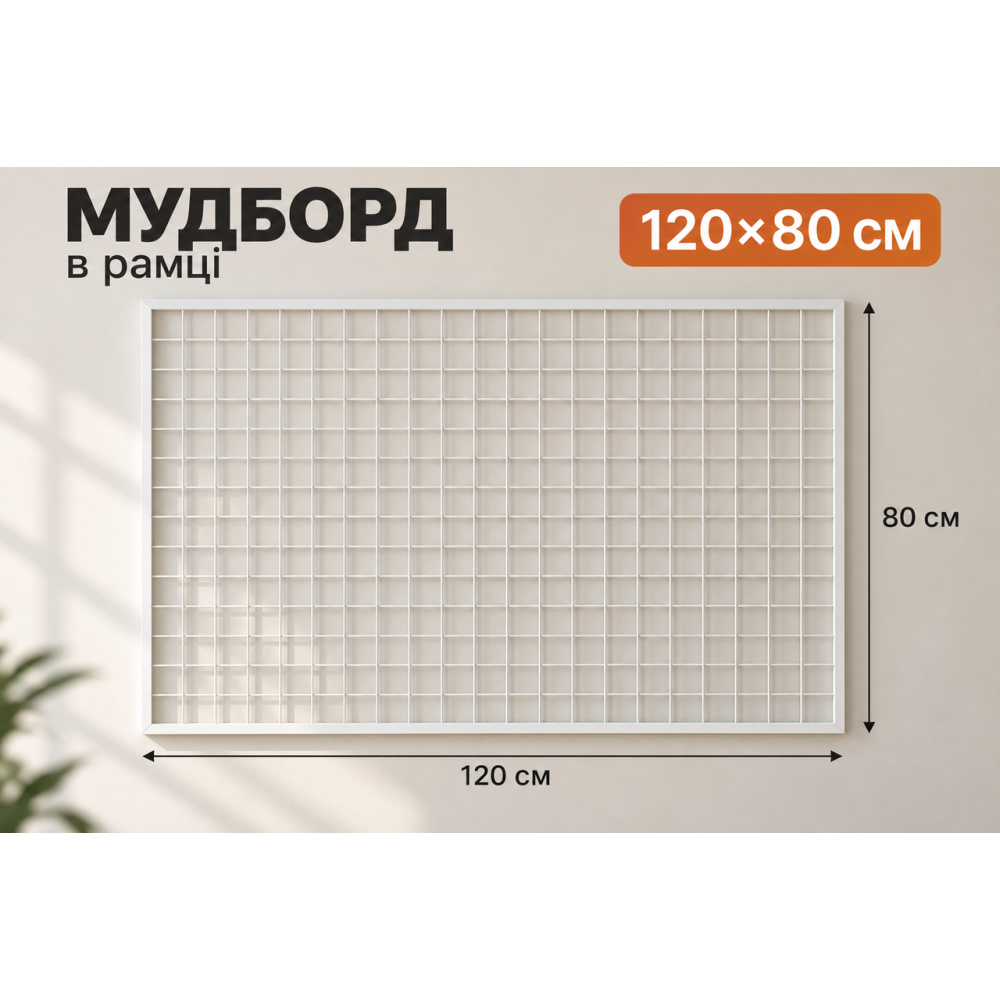 Сетка торговая в раме 120*80 см 15*15 мм Белая Решетка торговая в рамке для аксессуаров и крючков